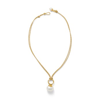 Pebble Pearl Gold Cord Necklace