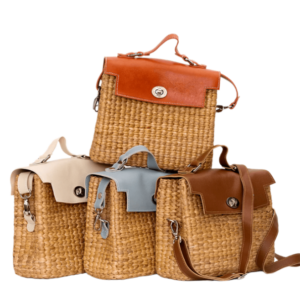 Seagrass & Leather Crossbody Handbag